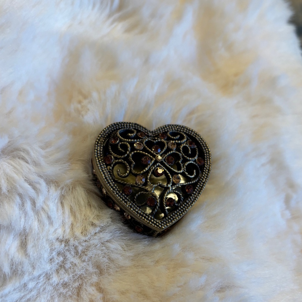Heart-Shaped Decorative Box with Red Accents